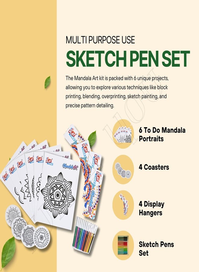 Fun4you مجموعة فن الرسم والتلوين Fun4you FunPlay Mandala للأطفال والكبار، تتضمن أقلام تلوين متعددة الألوان، وأوراق رسم، وقواعد أكواب، وعلاقات جدارية، مجموعة أنشطة الرسم والتلوين للبنات والأولاد - Image 3